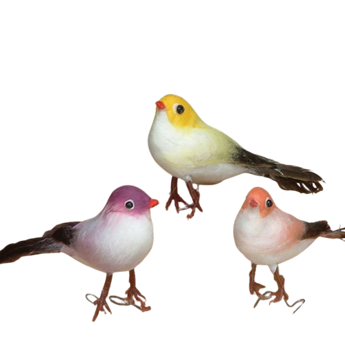 4" Feather Birds Assorted 12pcs