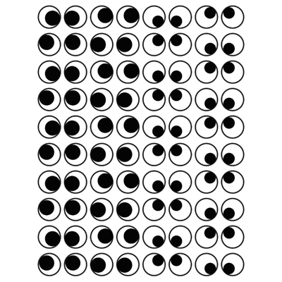 Stickers Eyes Black 1/2" Round 13mm Color Print 10/pk