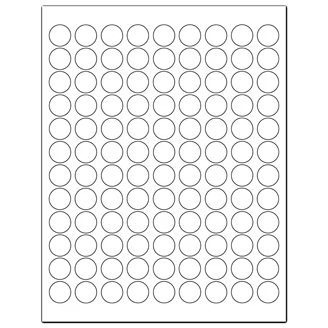 White Laser Labels Round 3/4" 100/pk