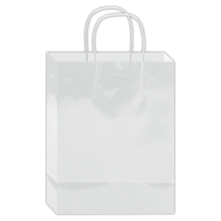 Glossy Gift Bag White 13x10.5x5.5"