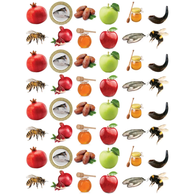 Rosh Hashanah Symbol Stickers 3/4" Round 19mm Color Print 10/pk