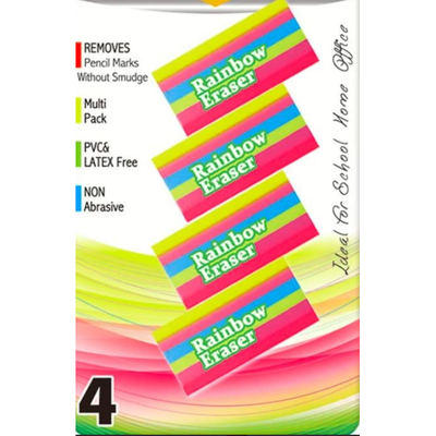 Rainbow eraser 4/pk