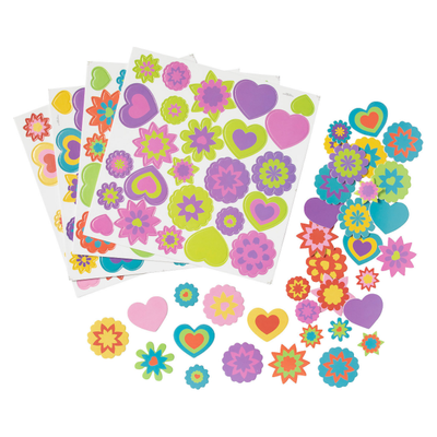 Hearts & Flowers Self-Adhesive Foam Shapes - 500 Pc.