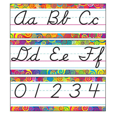 Rainbow Swirls Alphabet Line Modern Cursive Bulletin Board Set 6 1/2in x 17ft 10/pk (Discontinued)