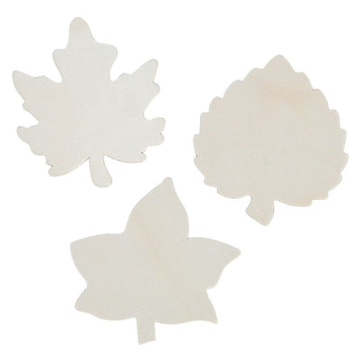 DIY Unfinished Wood Leaf Shapes, Assorted, 3" - 3 1/2", 12/pk