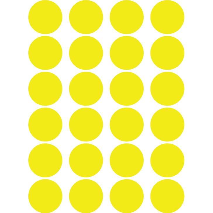 Color Coding Dot Sticker Yellow 1" 25mm Color Print 32/pk