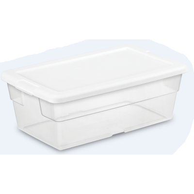 Clear Storage Container With White Cover 13.5 x 8 x 4.5 6qt (shoe box)