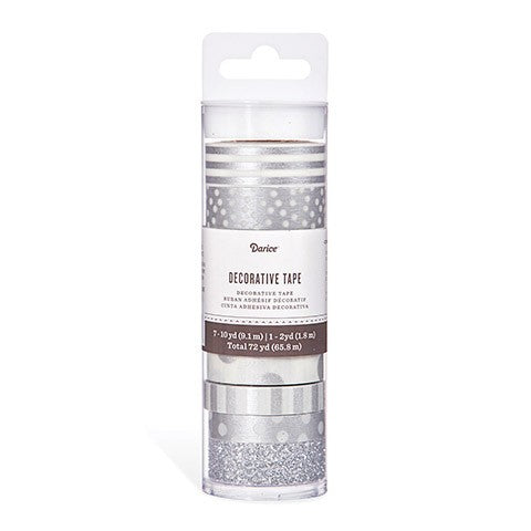 Patterned Washi Tape: Assor. Sizes 8/pcs. (Silver)
