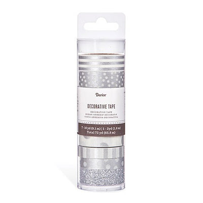 Patterned Washi Tape: Assor. Sizes 8/pcs. (Silver)