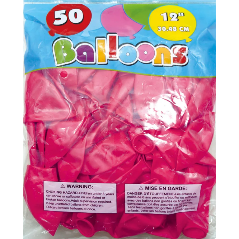 Metallic Pink Balloons 12" 50/pk