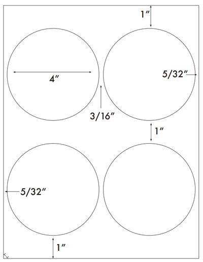 White Polyester Drum Laser (Water Resistance) Labels 4" 4/sheet 100/pk