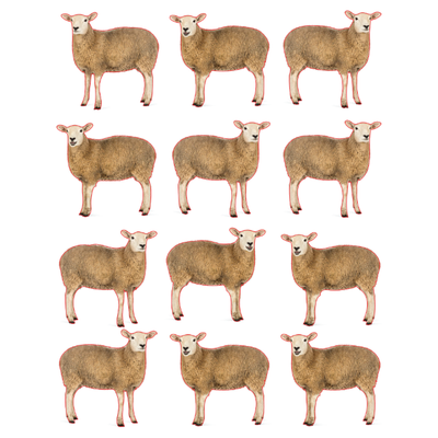 Sheep Die Cut Stickers Color Print 10/pk