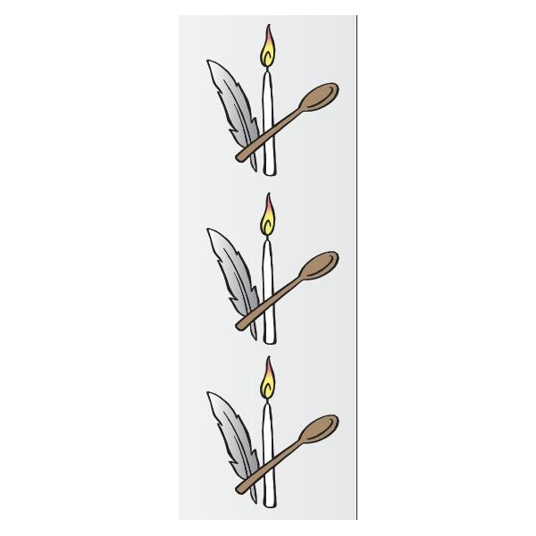 Bedikas Chometz Feather Candle Spoon Die-cut Stickers 2.5"-2" 25/pk