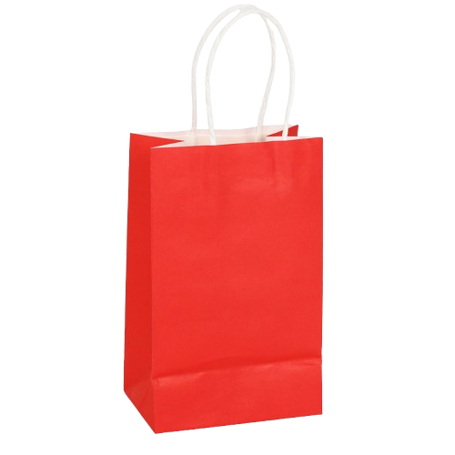 Paper Bags With Handle 5.25" X 8.25" X 3.25" Red 10/pk
