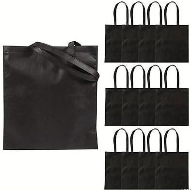 Large Black Poly Tote Bag 15"x17" 12/pk
