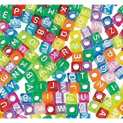 Bright Alphabet Cube Beads 1/4"- Hole size is 2.5mm 260/pk
