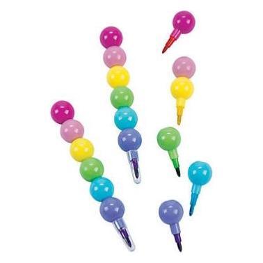 Plastic Round Stacking Crayons 6/pk 4.25"