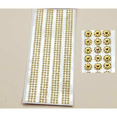 Adhesive Rhinestone Flower Ribbon Gold 5mm 504/pk