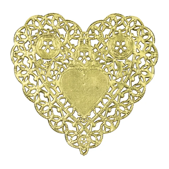 Paper Heart Doilies (Gold, 4", 12 Pack)