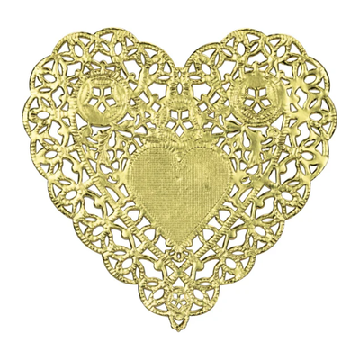 Paper Heart Doilies (Gold, 4", 12 Pack)