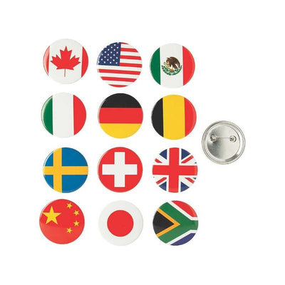 Flags of All Nations Buttons 2" - 24 Pc. (closeout)