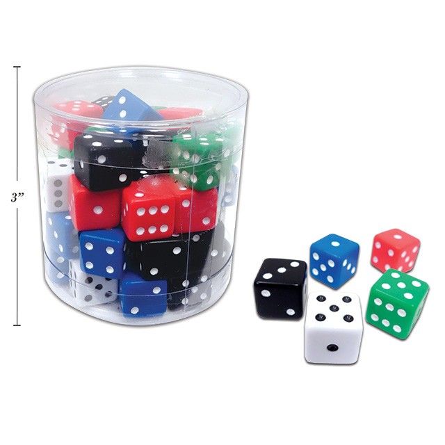 16mm Dices 5 Assorted Colors 50/pk
