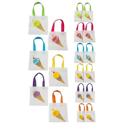 8" x 8" Mini Ice Cream Nonwoven Tote Bags - 12 Pc.