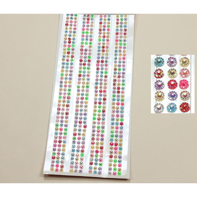 Adhesive Rhinestone Flower Ribbon Multi Color 5mm 504/pk