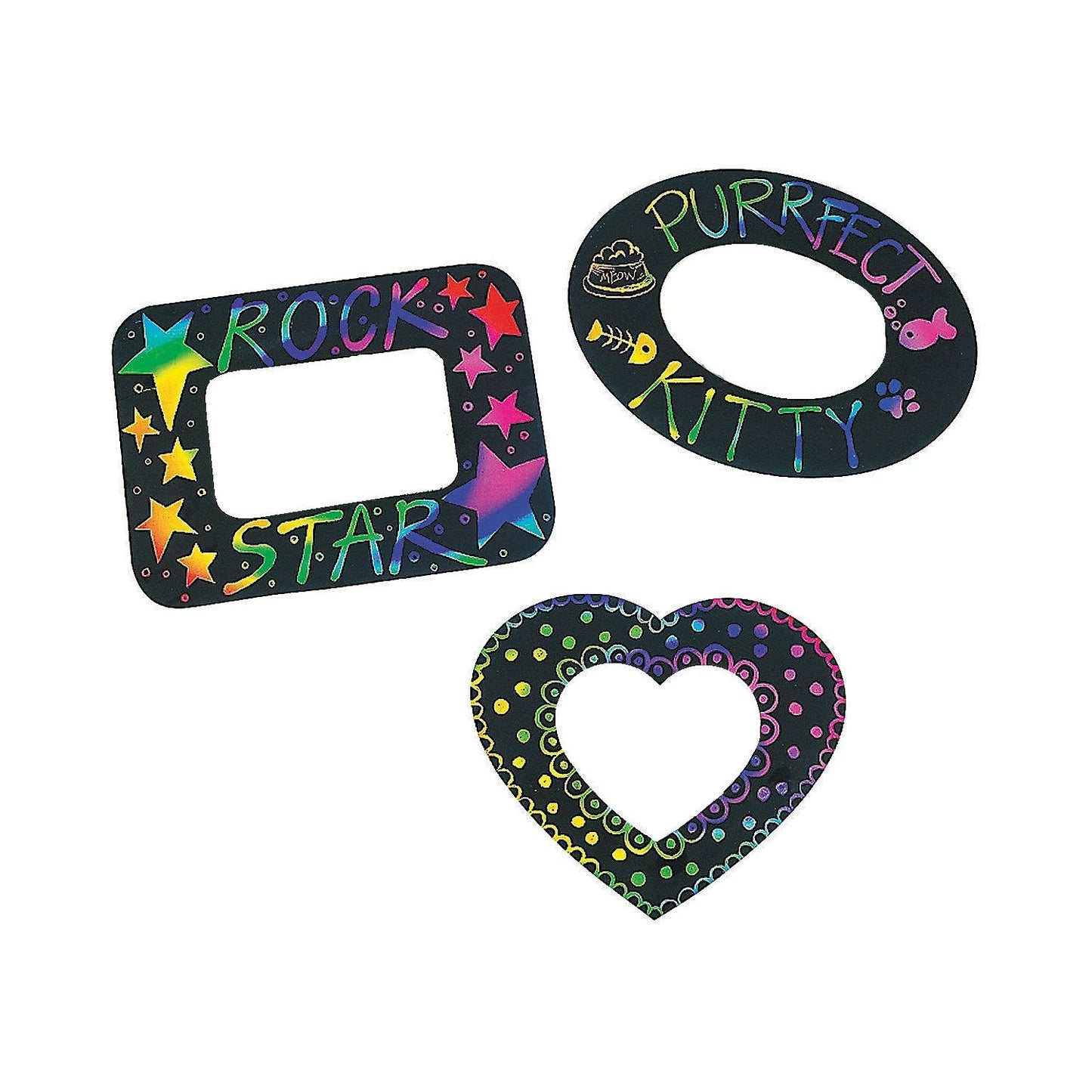 Magic Color Scratch Picture Frame Magnets-12 Pc