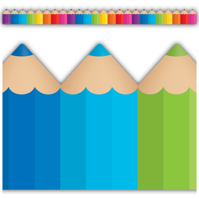 Colored Pencils Die-Cut Trim Border 2 3/4'' x 35'' 12/pk