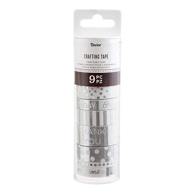 Patterned Washi Tape: Assor. Sizes 8/pcs. (White & Silver) (Discontinued)