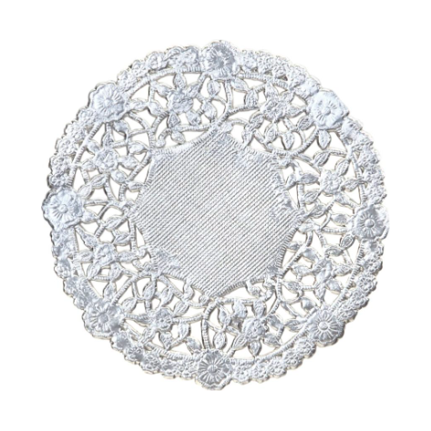 Round Paper Lace Doilies (Silver, 12", 12 Pack)