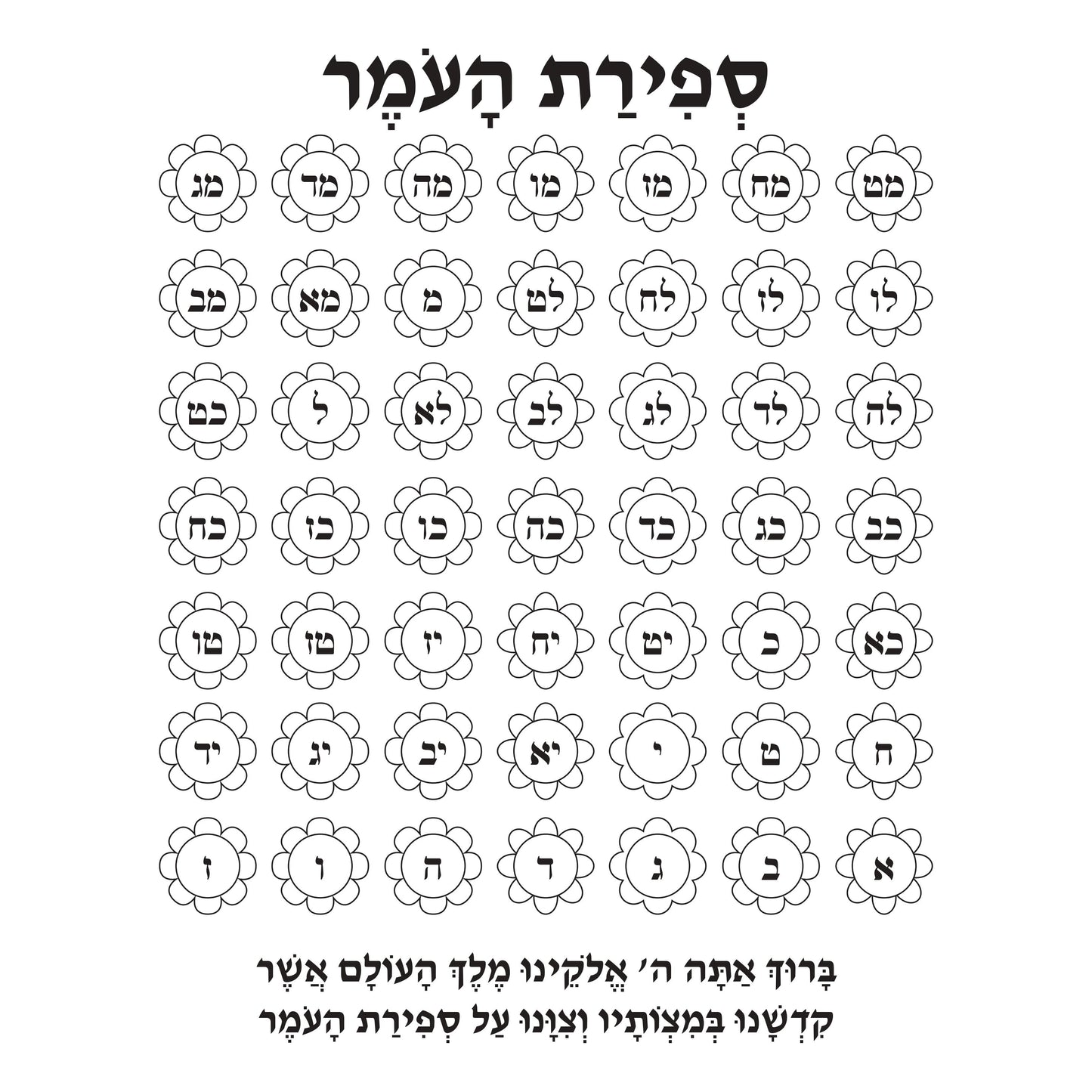 Sefira countdown DIY for young kids 8.5x11 20/pk