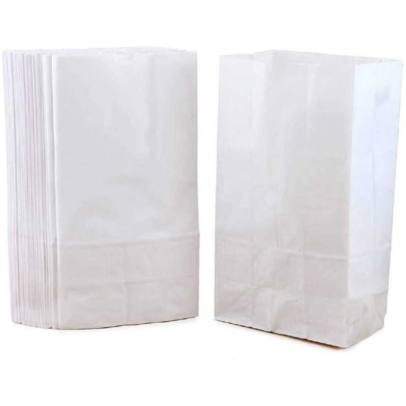 Gusseted Paper Bags White (Large 6 x 3.5 x 11) 100 Pack