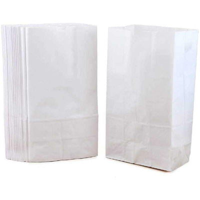 Gusseted Paper Bags (Large 6 x 3.5 x 11, White, 100)