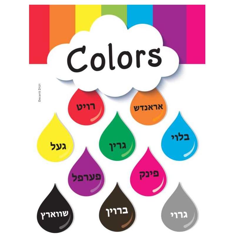 Color Raindrops poster (Yiddish) 24 x 18.