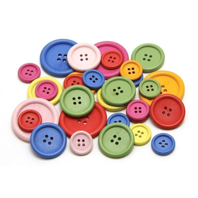 Bright Wooden Buttons, 40mm 25/pk