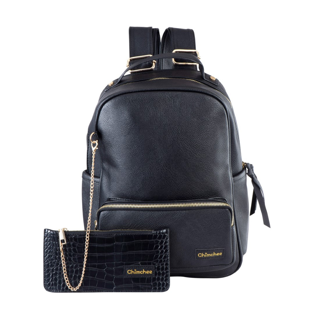 Backpack Black Leather with pencil case