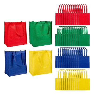11 3/4” x 14 1/4” Bulk 50 Pc. Large Primary Color Nonwoven Shopping Tote Bags