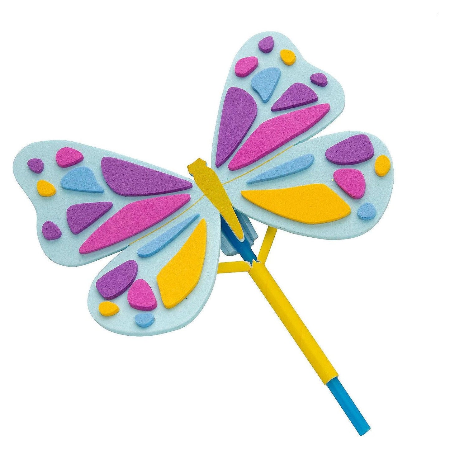 Colorful Flapping Butterfly Straw Craft Kit 5" x 4" 12/pk