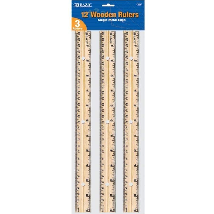 Ruler (Brown-Wooden, 12", 3/pk)