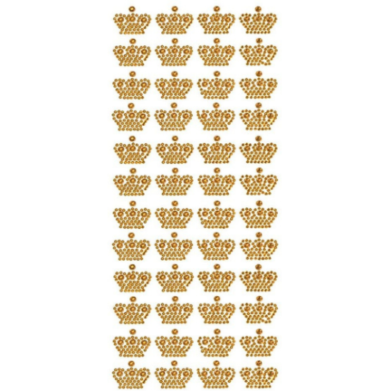 Adhesive Rhinestone Crown Gold 48/pk