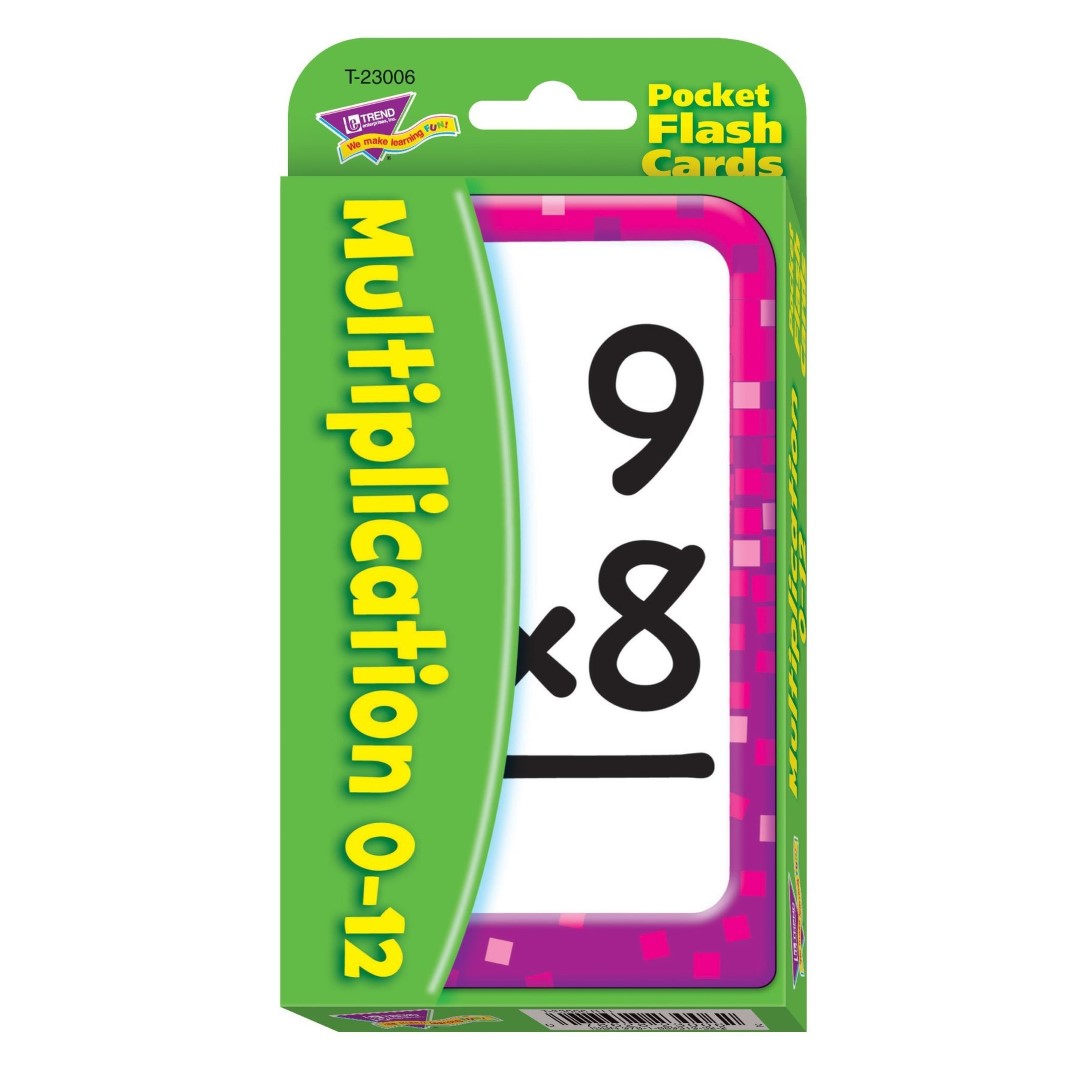 Multiplication 0-12 Pocket Flash Cards 3 1/8" x 5 1/4" 94 Cards