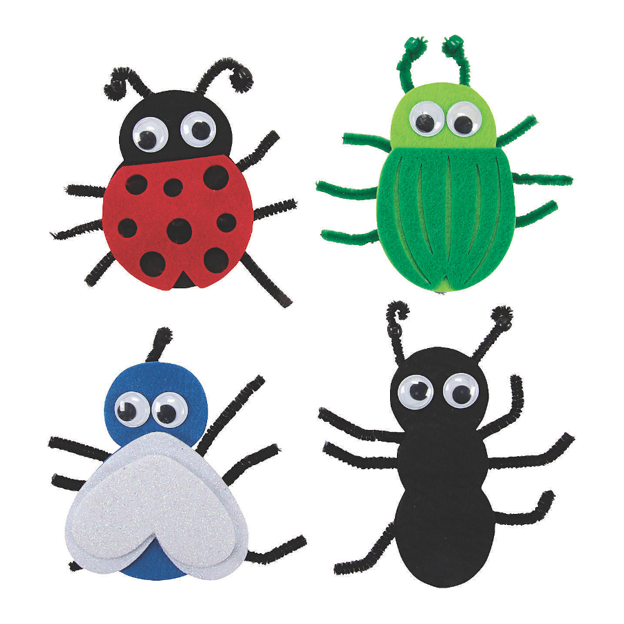 Bug Craft Kit, Assorted, 4" 12/pk