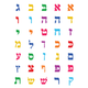 Alef Bais Dot Stickers 3/4" Colorful Letters 19mm Clear 10/pk