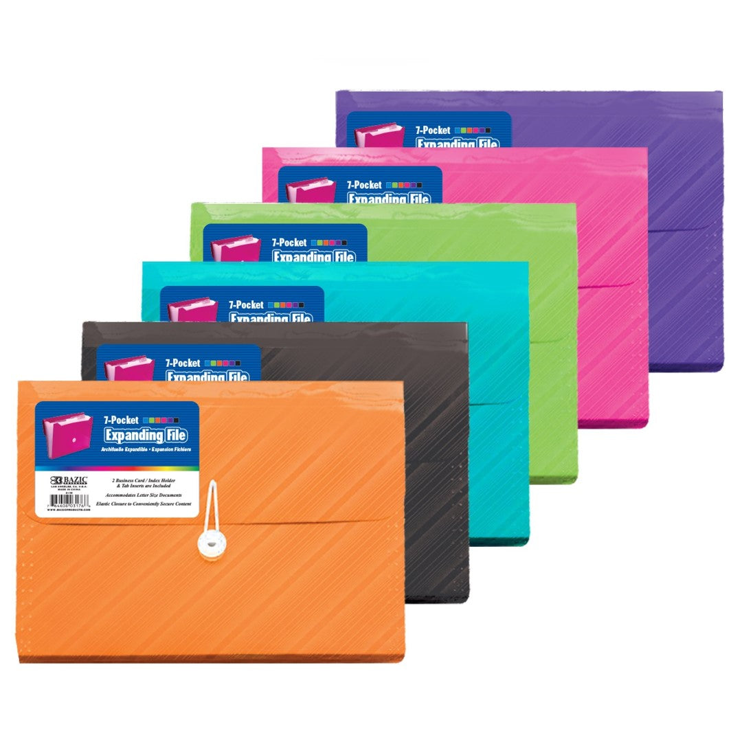 Translucent 7-Pocket Letter Size Poly Expanding File