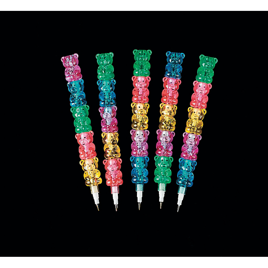 Plastic Stack able Bear Pencils 12/pk