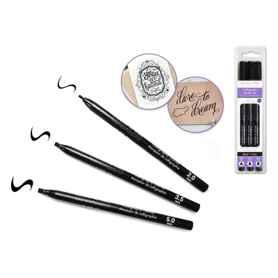 Calligraphy Black Marker Set 3/pc 2mm, 3.5mm, 5mm