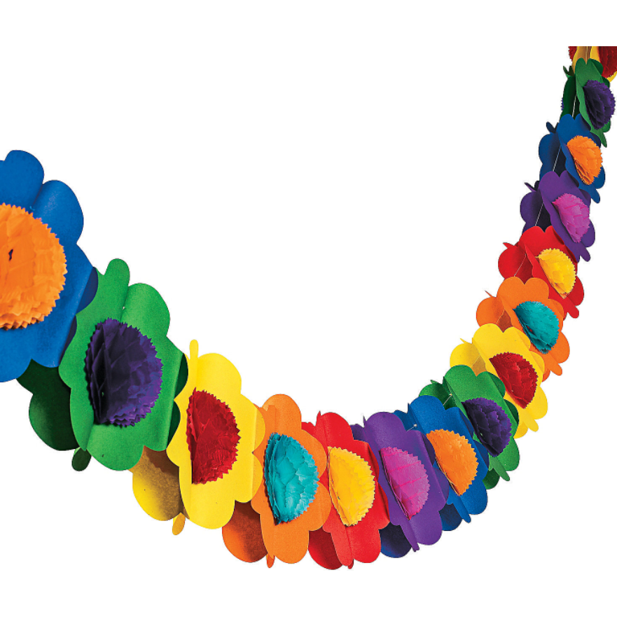 Multicolor tissue flower garland 9ft x7" 1pc