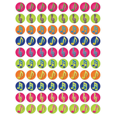 Stickers Musical Symbols Round 13mm Metallic 10/pk